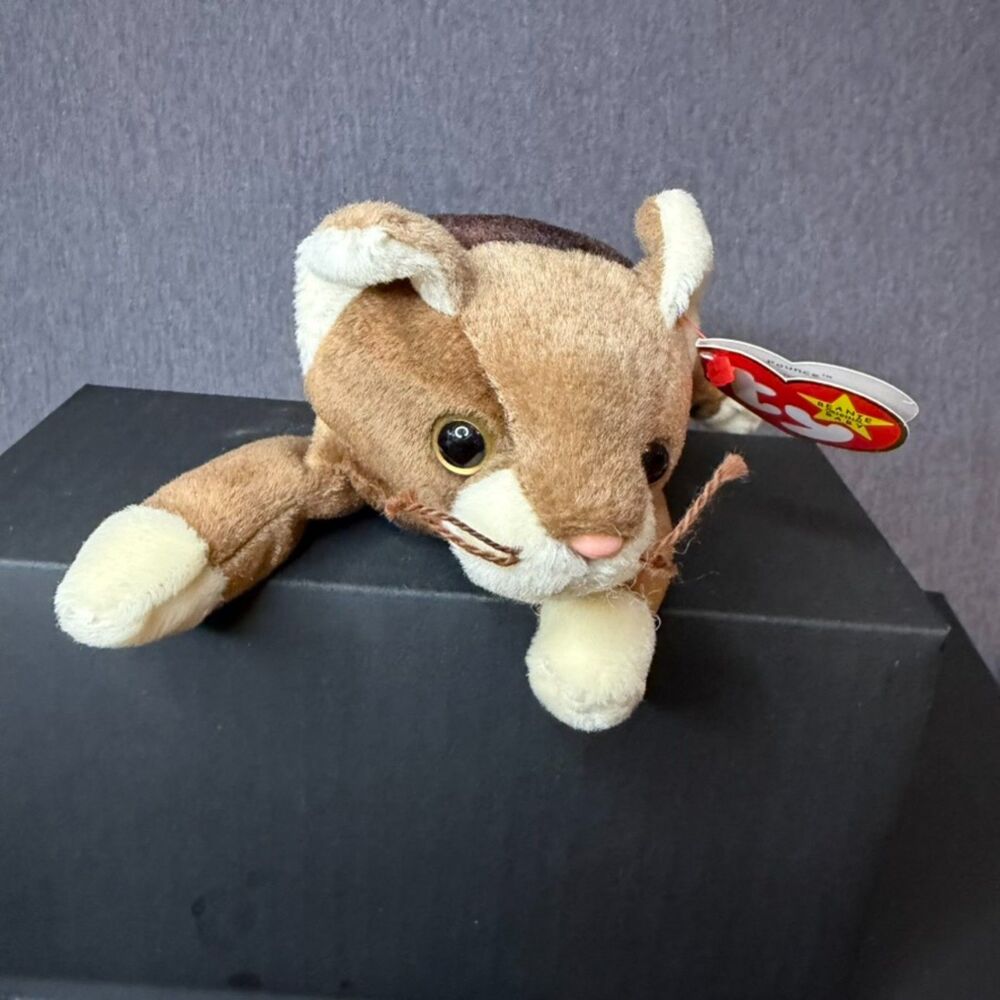 Ty Beanie Baby Pounce Cat 1997 Original PVC Pellets Hang Tag Tush Tag